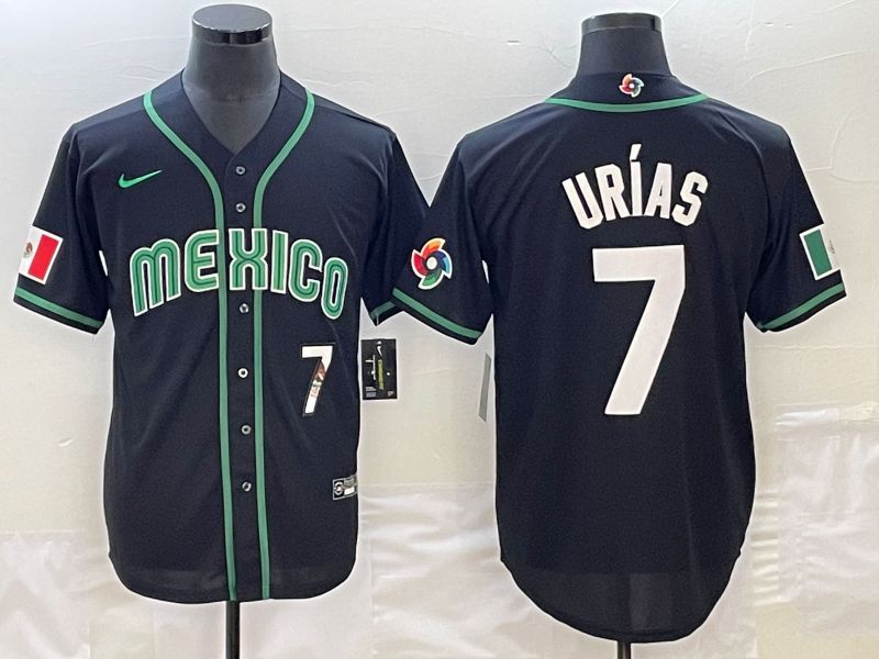 Men 2023 World Cub Mexico 7 Urias Black Nike MLB Jersey36